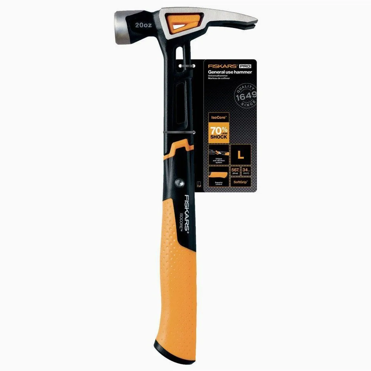 Fiskars IsoCore Universalhammer, präzise Nagelarbeiten, ergonomischer Griff, 0.91 kg 3