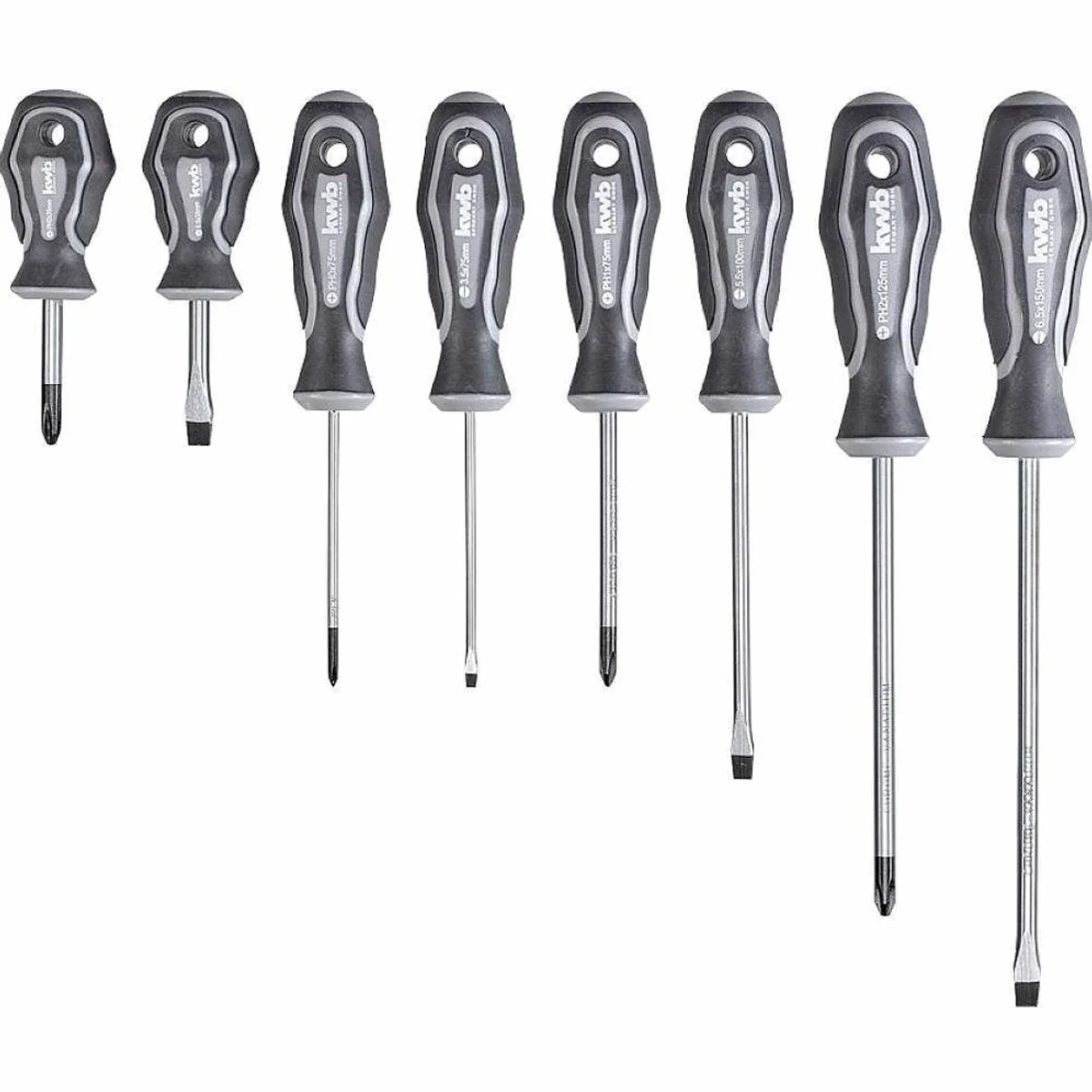 kwb Werkstatt-Schraubendreher-Satz, 8-teilig, ergonomische Griffe, magnetische Spitzen