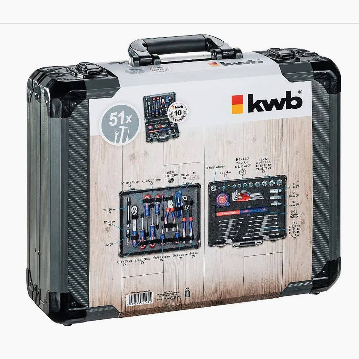 kwb Werkzeug-Koffer 51-teilig, robust, ergonomisch, vielseitig einsetzbar 3