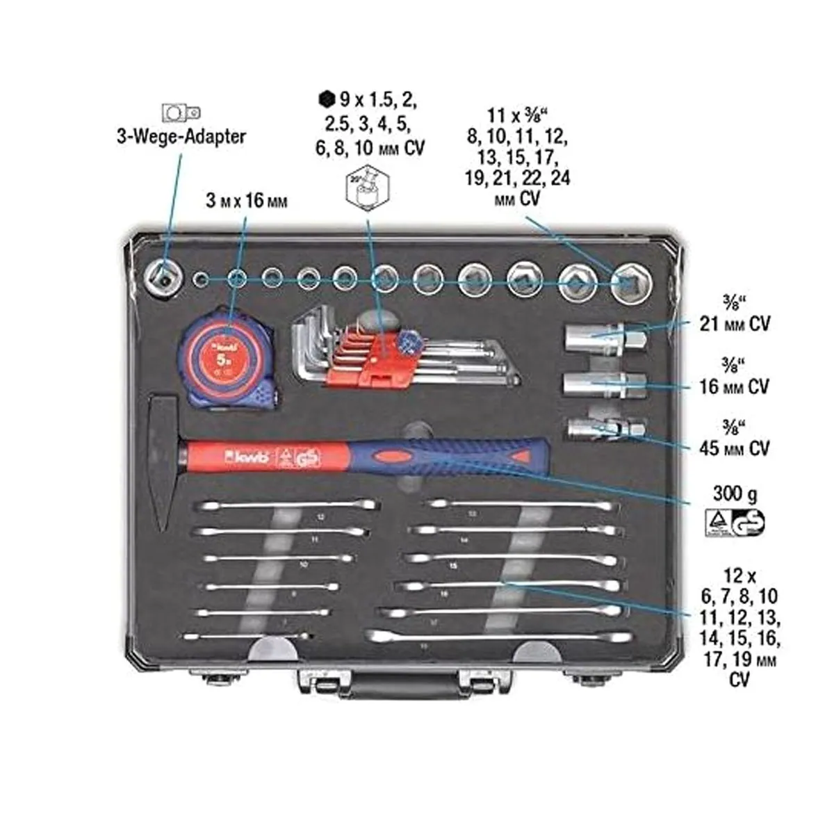 kwb Werkzeug-Koffer 51-teilig, robust, ergonomisch, vielseitig einsetzbar 4