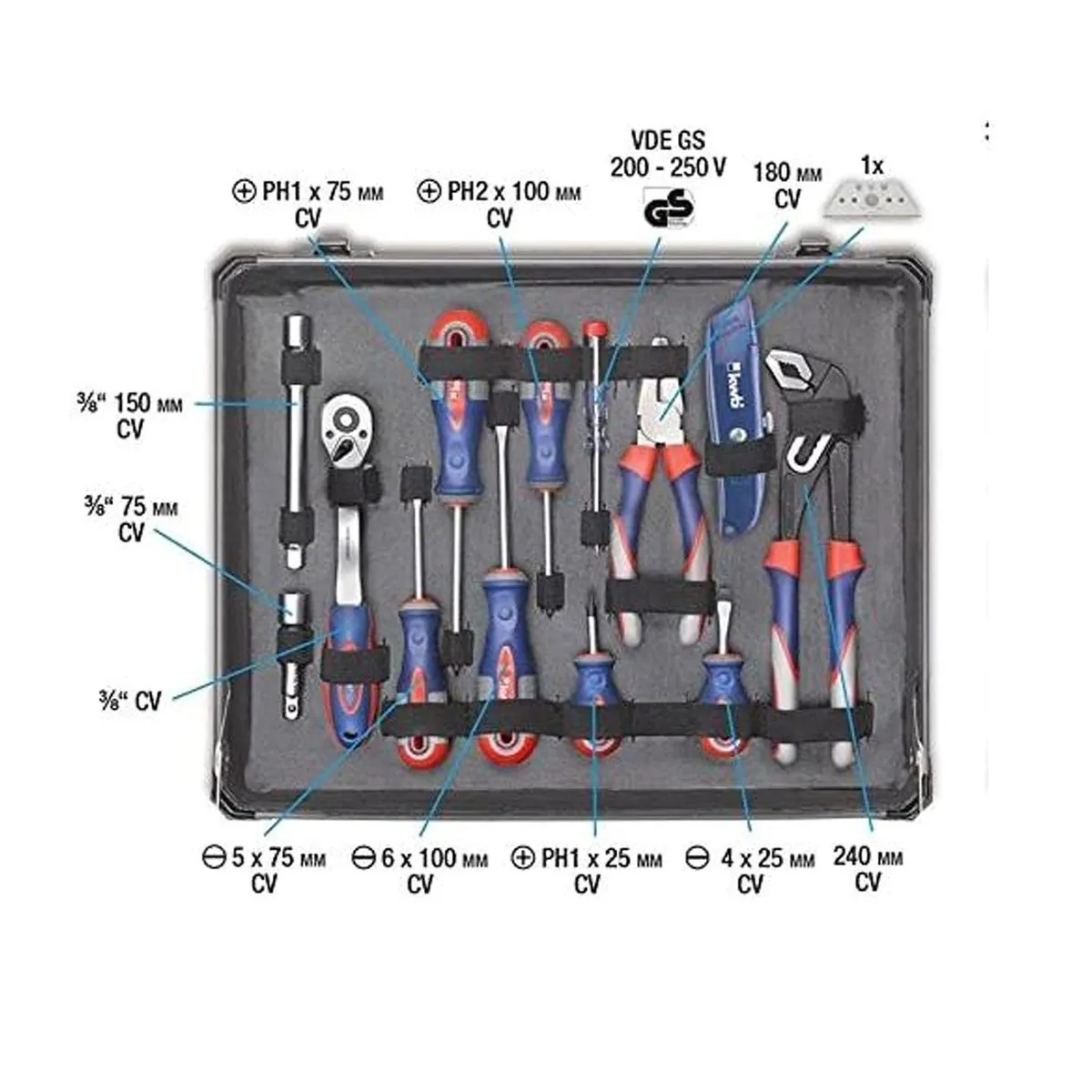 kwb Werkzeug-Koffer 51-teilig, robust, ergonomisch, vielseitig einsetzbar 5