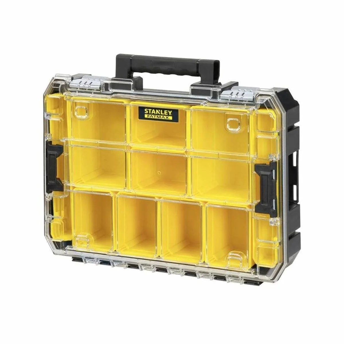 Stanley Sortimentskasten FatMax Pro-Stack, vielseitig und platzsparend — robust und transparent