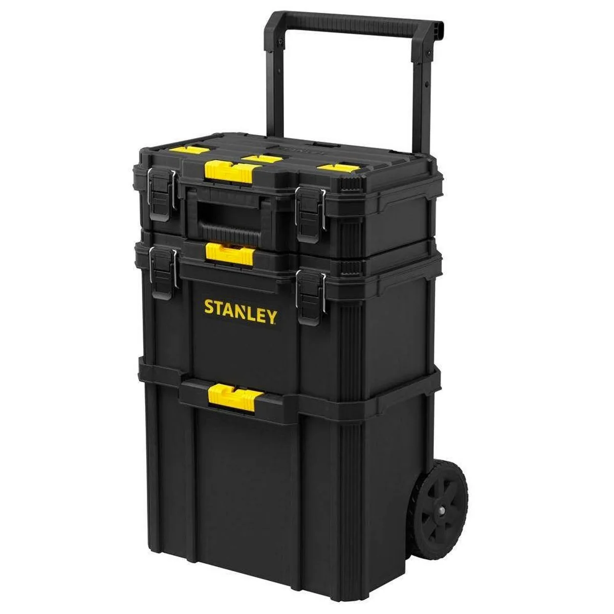 Stanley Quiklink Rolling Workshop, praktischer 3-teiliger Werkzeugkoffer, gummierte Räder, Teleskopgriff