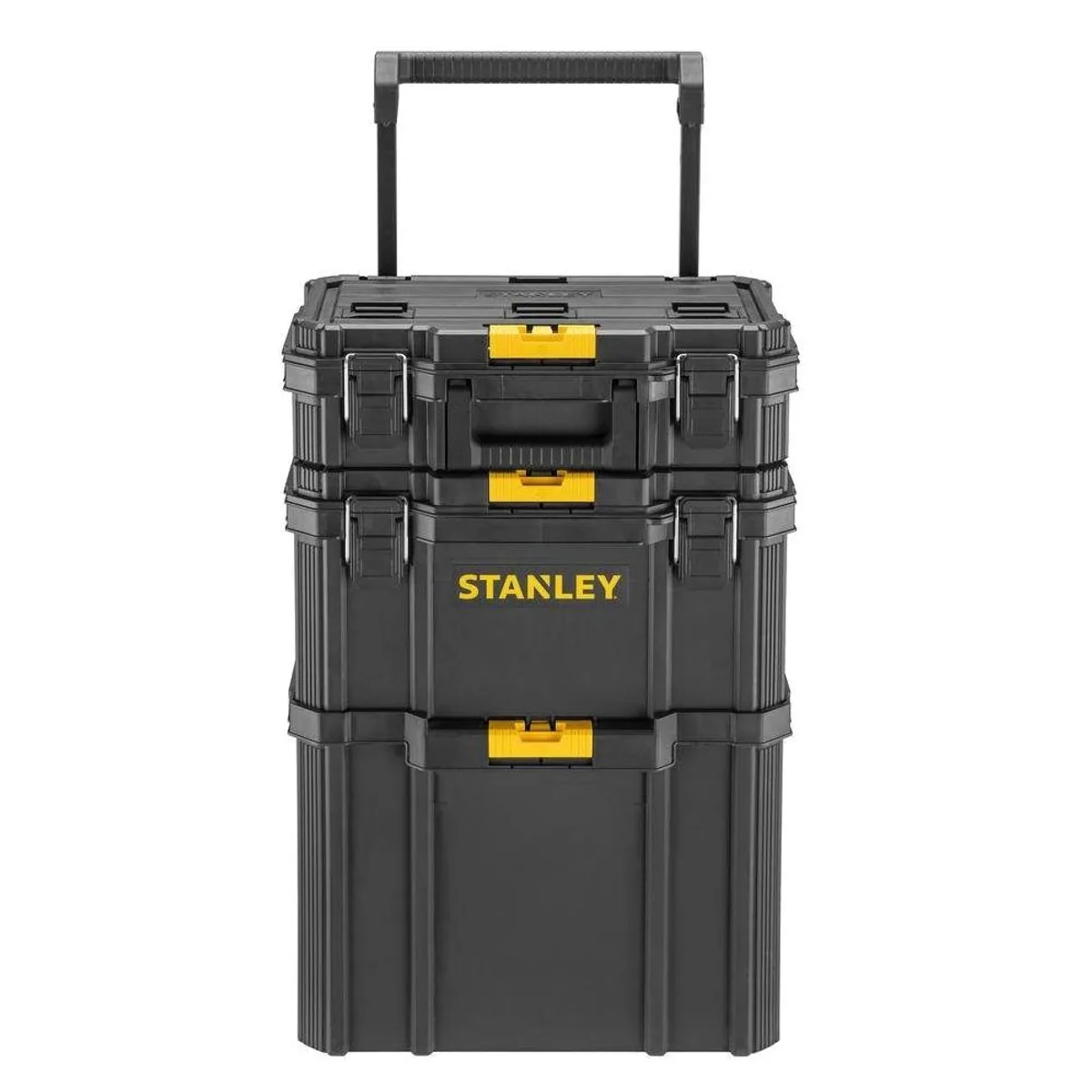 Stanley Quiklink Rolling Workshop, praktischer 3-teiliger Werkzeugkoffer, gummierte Räder, Teleskopgriff 4