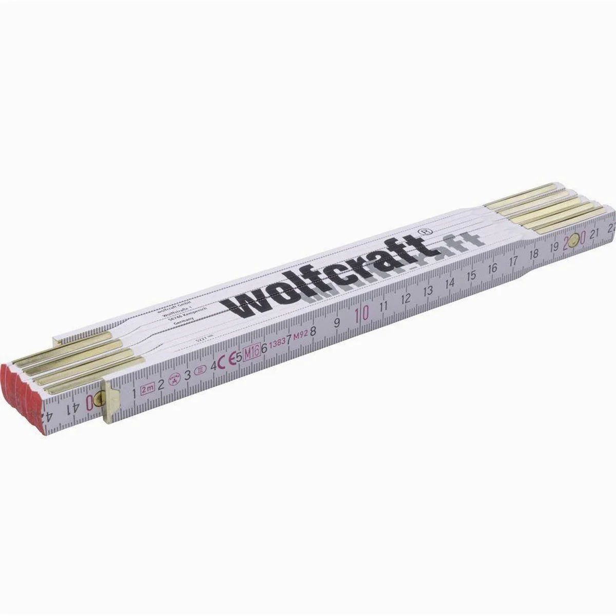 Wolfcraft Maßband 2 m, präzise Messung, strapazierfähiges Material